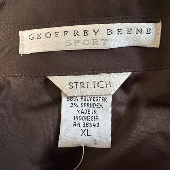 Geoffrey Beene Sport Button-Up Shirt Womens Sz XL Brown Stretch Short Sleeve NEW - Picture 5 of 8